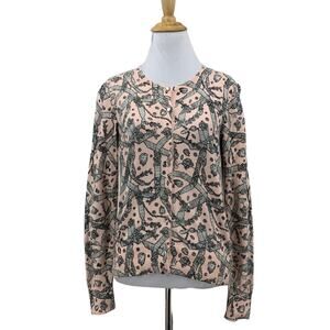 Ann Taylor Diamond Motif Cardigan Womens M Medium Pink Button Front Sweater